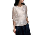 Summer Embroidered Crew Neck Beaded Sequin Heavy Skirt + Top Set