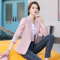 Women's Fall Chanel-Style Korean Plaid Cropped Blazer 2026 - Pink