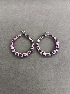 Vintage Leopard Print Velvet Pendant Hoop Earrings - view 6