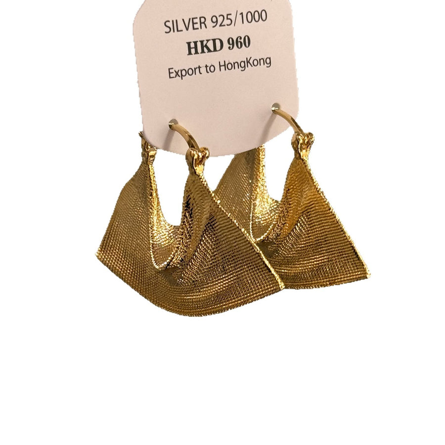Oversized Textured Gold-Tone Hoop Earrings - view 5
