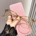 New Square Frame Bare Face Anti-Blue-Light Myopia Women RedNote Ultra-Light Big Face Slender Plano With Rx Glasses Frame