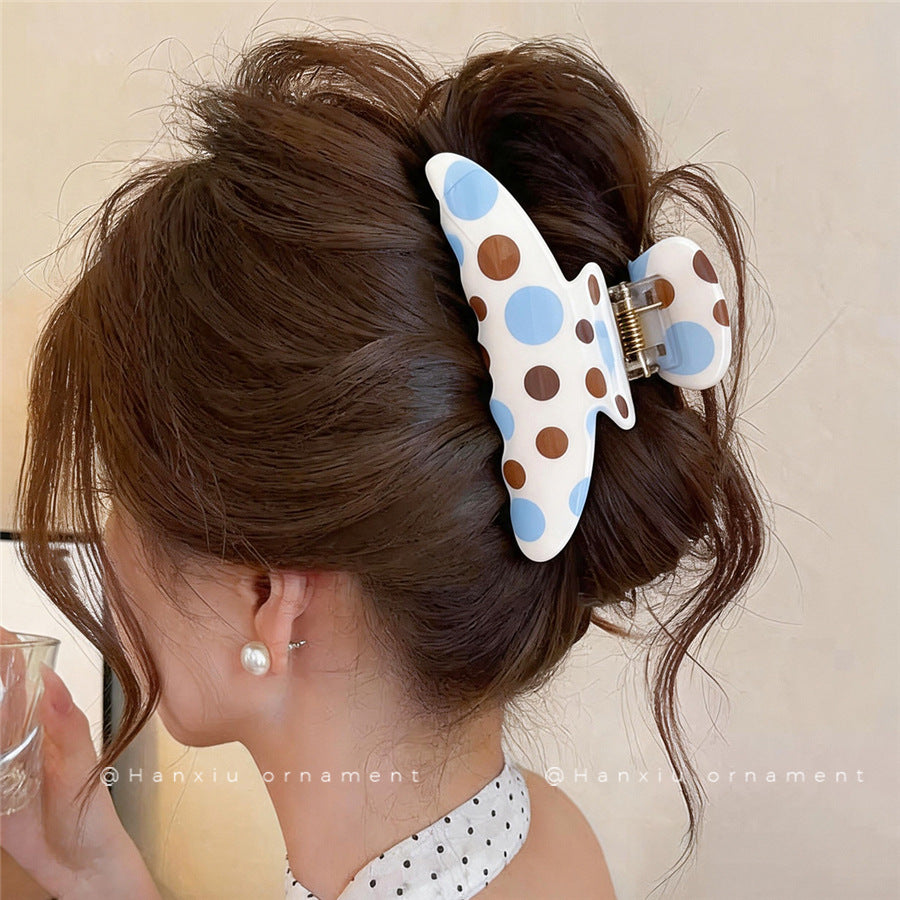 Korean Polka Dot Acrylic Hair Claw Clip - view 3