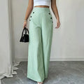 Casual High Waist Striped Drapey Wide Leg Pants + Pants