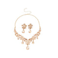 Imperial Breeze Rhinestone Flower Teardrop Tassel Necklace Set Fashionable Clavicle Chain Light Luxury Premium Necklace Women