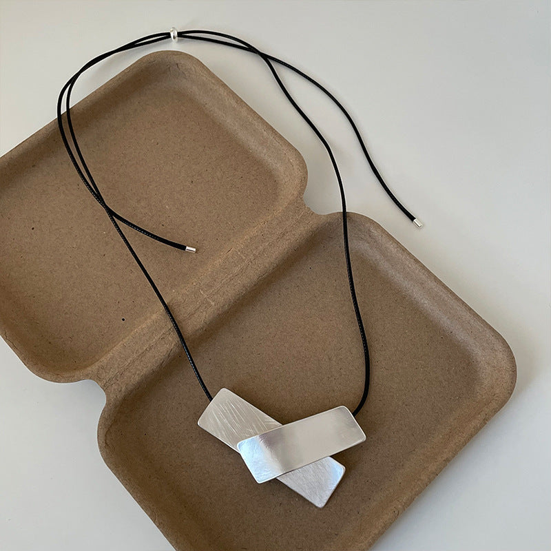 Irregular Geometric Adjustable Cord Necklace - view 7