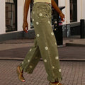 Retro Patchwork Printed Floral Loose Wide Leg Pants + Pants