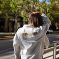 Women's Spring School Fashion Embroidered Long Sleeve Cropped Jacket 2026 - White