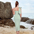 Women's Strapless One-Shoulder Bow Elegant Premium Evening Gown Party