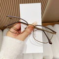 New Light-Changing Metal Half Brow Frame Glasses Formal Frame Anti-Blue Retro Frame Trendy Men Si Pattern Plano