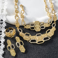 Retro Style New Oval Round Honeycomb Pendant Piece Rhinestone Elegant Light Luxury Banquet Set Necklace Bracelet Set Earrings Ring