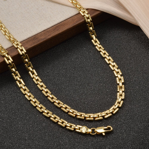 5mm Emperor King Chain Byzantine Square Piece Press Flower Necklace Bracelet Set Men Keel Chain Return Shape Chain Unisex Fine Chain