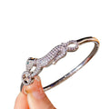 Middle East Cross-Border Hit Retro Full Diamond Leopard Bangle Personality Versatile Cheetah Bracelet Western Hot Sale Open Bangle Piece