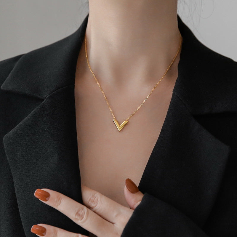 Stainless Steel Letter Pendant Necklace - view 7