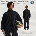 ARTIE Men's Fall/Winter Washed Distressed Spliced Zip Stand Collar Hoodie