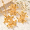 Middle East Copper Dubai Gold Accessory 3D Cutout Net Form Bow Wave Chain Necklace Earrings Set Personality 2-Piece Set