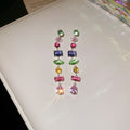 Fresh Sweet Minimal Colorful Cubic Zirconia Square Necklace Set Fashionable Clavicle Chain Light Luxury Premium Necklace Women