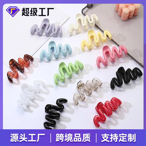 Wholesale Cream Dopamine Tone Wave Claw Women Back Brain Spoon Updo Clip Piece Claw Clip ins Simple Hair Accessory