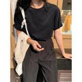 2026 right shoulder white t-shirt for women summer pure cotton women's top short-sleeved spring and