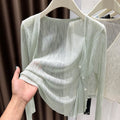 Women's Summer Korean Knit Lightweight Cardigan + Camisole + Shawl + Skirt 2026 - Black