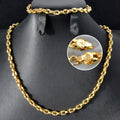 Cross-Border Gold Coffee Bean Rope Chain 18K Copper Necklace Bracelet Set Jewelry Set Necklace Hand Jewelry Wholesale