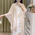 Women's Summer Ethnic Retro Chiffon Printed Lightweight Sun-Protection Top + Shawl + - Black