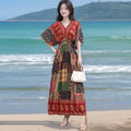 Women's Summer Chinese French Short Sleeve V-Neck Printed Dress + Skirt 2026 - 1-1#