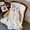 Bohemian Ethnic Style Embroidered Camisole Mid-Length Dress