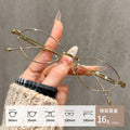 GM Glasses Frame Women Cat-Eye Titanium Metal Oval Round Prescription Men Blue-Light Glasses Frame Maison Margiela M216 Gold Silk Glasses