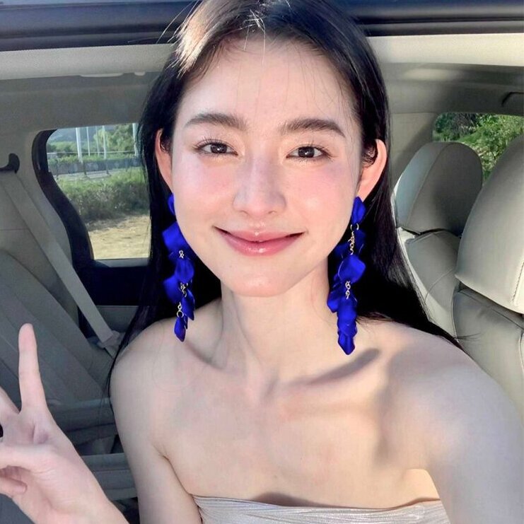 Rose Petal Long Statement Earrings - view 2