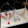 Glass Fantasy Dream Heavy-Duty Full Diamond Teardrop Jewelry Set Wedding Imperial Ball Clavicle Chain Light Luxury Niche Necklace