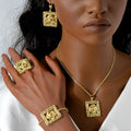 Western Bestseller Overseas 18K Gold Cutout 3 Petal Flower Necklace Bracelet Set Earrings Ring Versatile Women Jewelry Set