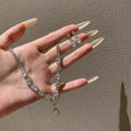 Super Sparkle Full Diamond Burst Sparkle Teardrop Fringe Necklace Earrings Set Women Light Luxury Niche Design Clavicle Chain Choker Gown Accessory