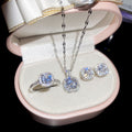 White Moonlight Mini Set Square Jewelry Set Light Luxury Niche Versatile Clavicle Chain Commute Gathering Gentle Breeze Necklace