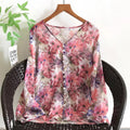 Summer Slimming 3/4 Sleeve V-Neck Printed Lightweight Shirt