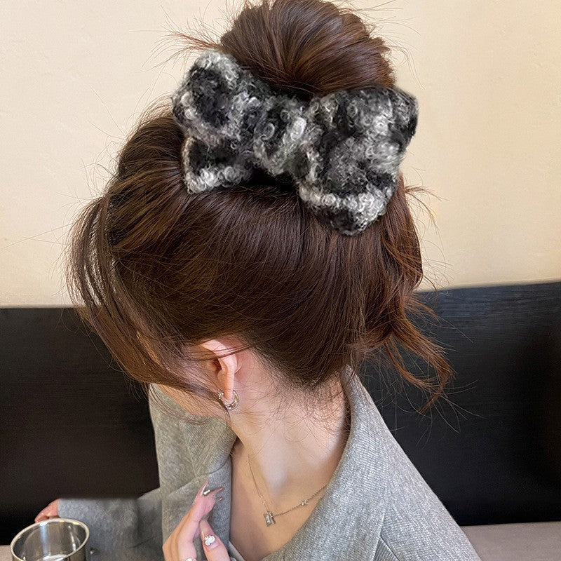 Winter Fuzzy Bow Hair Claw Clip - view 7