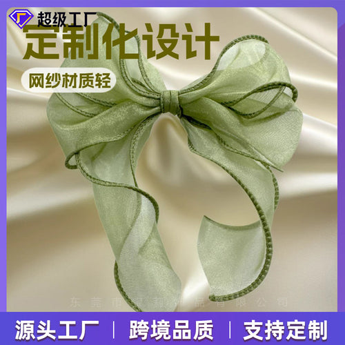 Custom Tulle Bow Lapel Spring Clip Elegant Hair Clip Women Super Fairy Sweet Back Brain Spoon Head Jewelry