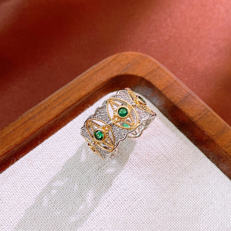 Vintage Rhinestone Flower Statement Ring - view 6