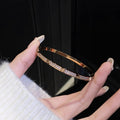 Precision Craft Light Luxury Texture Starry Sky Bangle Girls Double Row Diamonds Premium Fashionable Buckle Hand Jewelry Bangle Wholesale Drop Ship