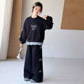 Girls' Faux Layered Hoodie & Bow Sweatpants Set