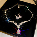 Month Fall Coating Imperial Breeze Rhinestone Teardrop Jewelry Set Wedding Banquet Luxury Necklace Light Luxury Niche Necklace