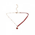 2025 New Korean Country Short Small Red Heart Simple Elegant Influencer Heart Necklace Pendant Factory Wholesale N5556