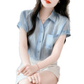 Summer Korean Versatile Chiffon Short Sleeve Lightweight Loose Shirt