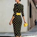 2026 Retro Polka Dot Fitted Mid-Length Dress