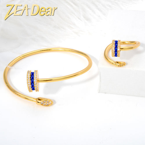 Overseas Dubai 18K Gold Bride Knot Wedding Ring Bangle India Women Banquet Jewelry Set Wholesale Earrings
