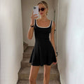 Women's Sporty U-Neck Contrast Tennis Dress
