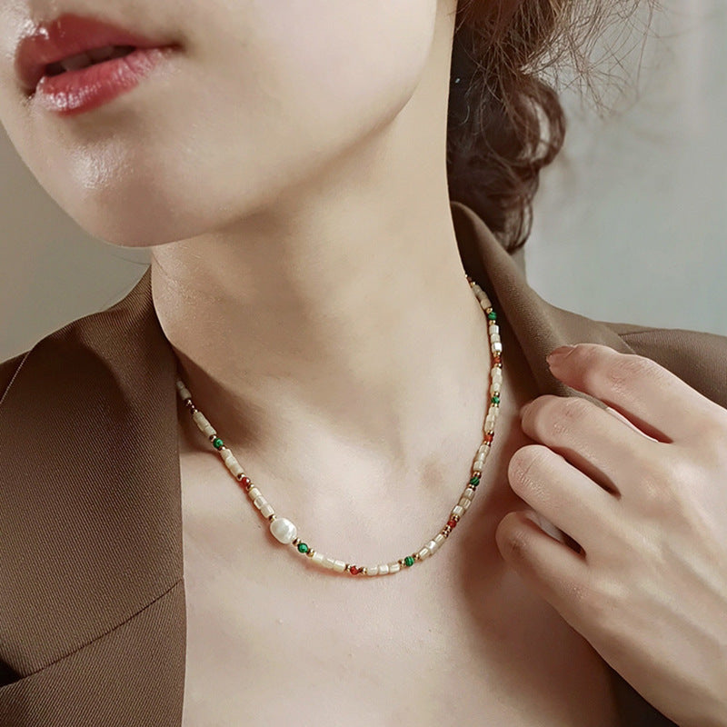 Baroque Pearl Cylinder Pendant Necklace - view 2