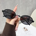 Small-Frame Oval Round Sunglasses New UV-Proof Retro Si Pattern Breeze Influencer Street Snap Style of Premium Sunglasses