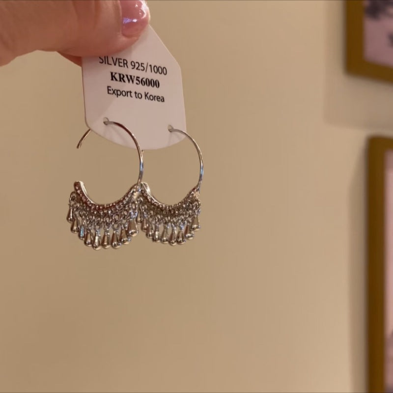 Bohemian Crystal Flower Tassel Earrings - view 10