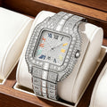 Export Overseas Hot Sale Fashionable Square Rhinestone Full Diamond Mens Watch La Horse Engrave Degree Premium Waterproof Quartz Watch