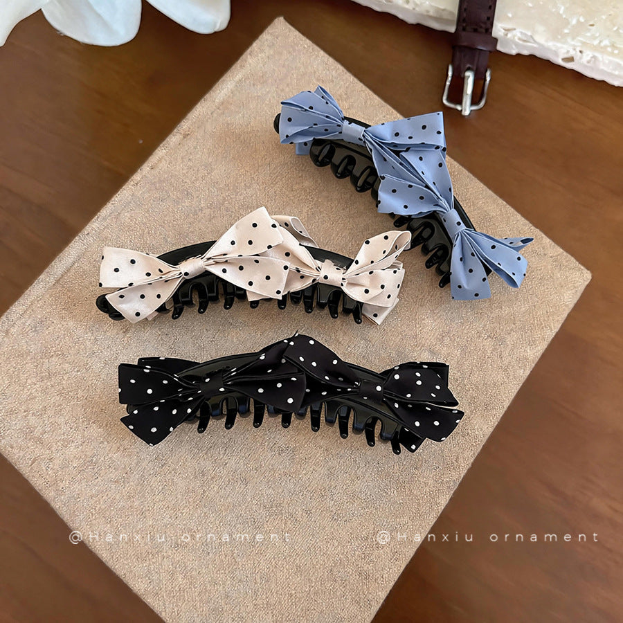 Polka Dot Bow Acrylic Hair Clip - view 4